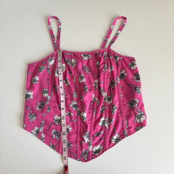 Torrid Challis Floral Print Gin Fizz Pink Corset Crop Top Women’s Plus Size 12 - Picture 3 of 7
